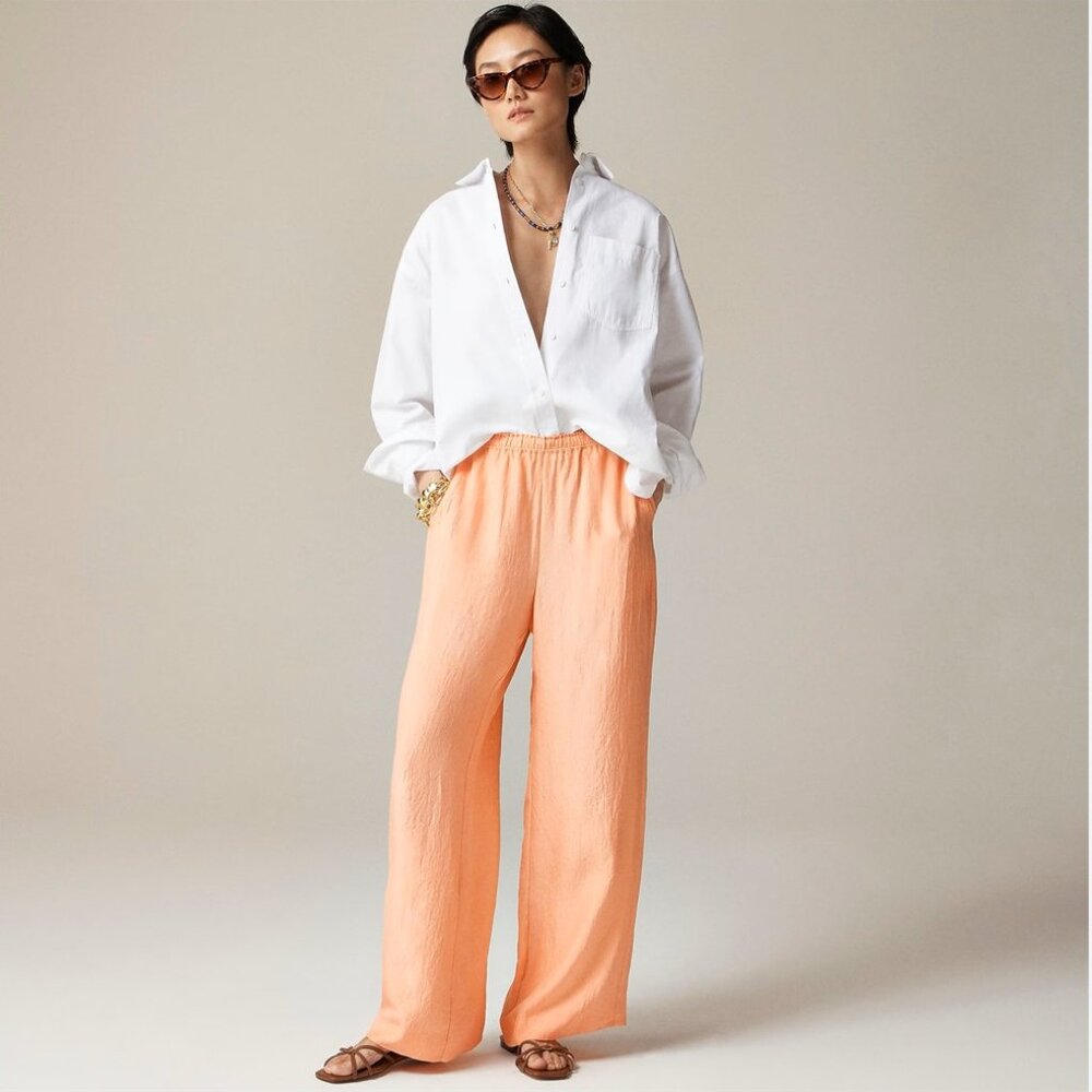 J. Crew Peach Wide-Leg Linen Blend Trousers